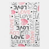 Liebe rosa und schwarz mit Herz Geschirrtuch (Vertikal)