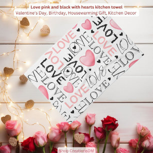 Liebe rosa und schwarz mit Herz Geschirrtuch