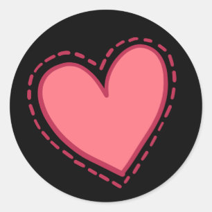 Liebe Rosa und Schwarzes Herz - Hochzeit, Verlobun Runder Aufkleber