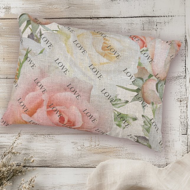 Liebe: Rosa und Weiße Rosen auf Leinen Dekokissen (Von Creator hochgeladen)