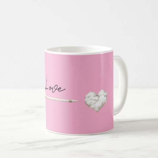 Liebe Rosa Weißes Herz Kaffeetasse (VorderseiteRechts)