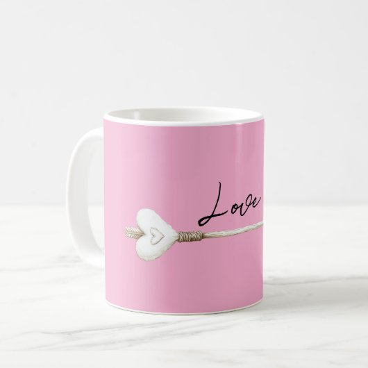 Liebe Rosa Weißes Herz Kaffeetasse (Vorderseite Links)