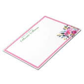 Liebe Rose Boho Floral Bouquet Smaragdgrüner Name Notizblock (angewinkelt)