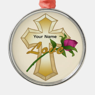 Liebe Rose Christliche Kreuzung Ornament Aus Metall