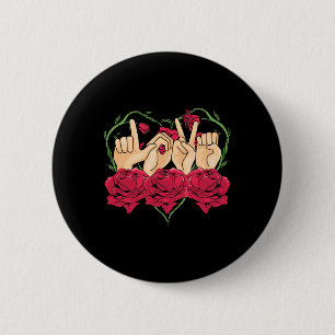 Liebe Rose Gebärdensprache Herzstück ASL Sensibili Button
