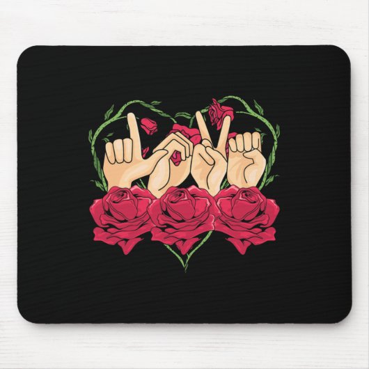 Liebe Rose Gebärdensprache Herzstück ASL Sensibili Mousepad (Vorne)
