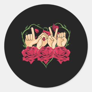 Liebe Rose Gebärdensprache Herzstück ASL Sensibili Runder Aufkleber