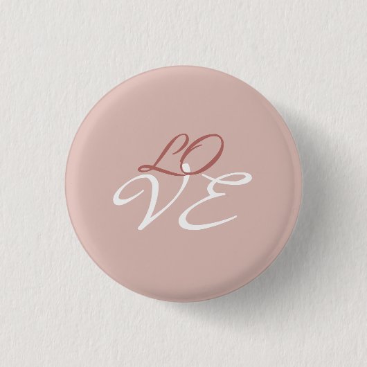 Liebe Rose Gold-Farbkalligrafie Button (Vorderseite)