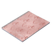 Liebe Rose Gold Script Muster Notizblock (Linke Seite)