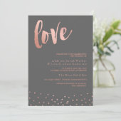 Liebe| Rose Gold und Grau| Hochzeit Einladung (Stehend Vorderseite)