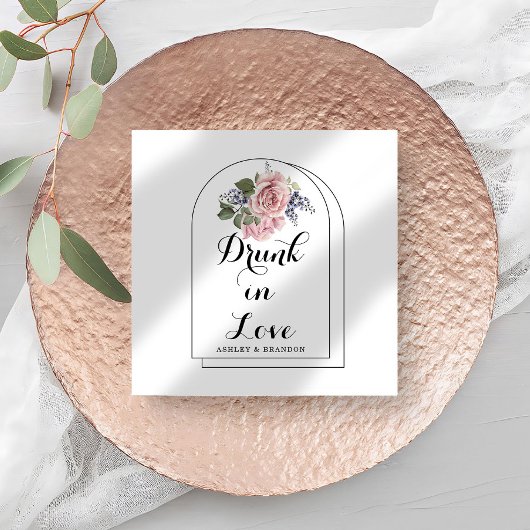 Liebe Rose Minimal Wedding Napkins Serviette