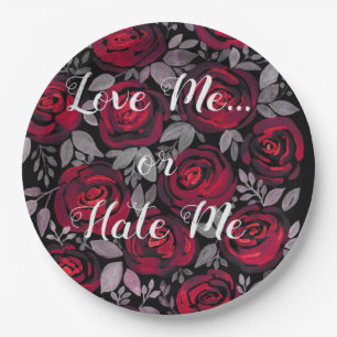 Liebe. Rose , rot , rote Rosen , Aquarell , Pri Pappteller