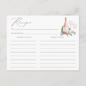 Liebe Rose Weinkarte Brautparty Rezept Karte (Vorderseite)