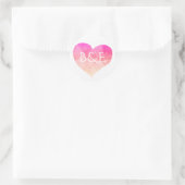 Liebe Rosette Aquarellherz + Initialen Runder Aufkleber (Tasche)