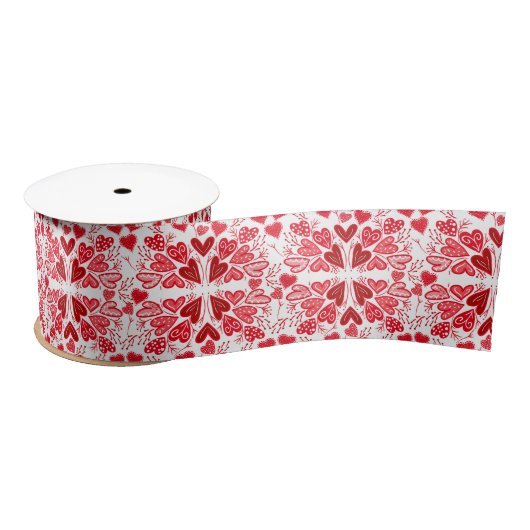 Liebe Rot, Rosa und Weißes Herz Satinband (Spule)