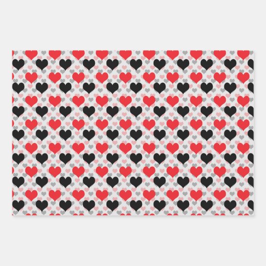 Liebe Rot-Schwarz-Valentine Geschenkpapier Set (Vorderseite)