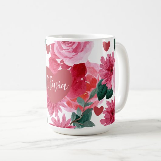 Liebe Rot und Rosa Valentinstag Kaffeetasse (VorderseiteRechts)