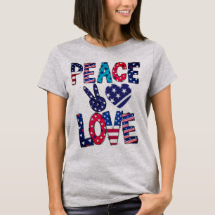 Liebe Rot-Weiß und Blau-Frieden T-Shirt