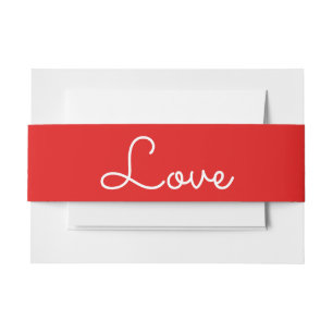 Liebe Rot Weiße Hochzeit Modern, Minimalistisch Einladungsbanderole