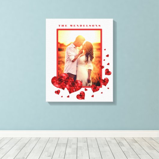 Liebe Rote Herzen Foto Rahmen Leinwanddruck (Insitu (Holzboden))