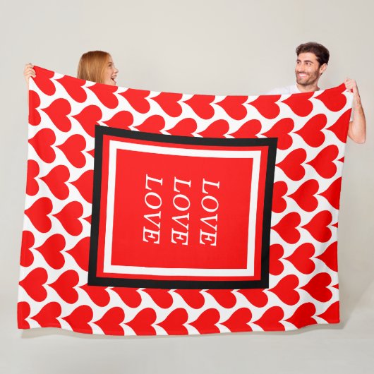 Liebe rote Herzen Randmuster Fleecedecke (Beispiel)