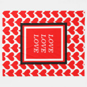 Liebe rote Herzen Randmuster Fleecedecke (Vorderseite (Horizontal))
