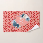 Liebe Rote Herzen Rosa Muster blaues Blumenmuster  Badhandtuch Set (Handtuch)