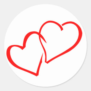 Liebe Rote Herzen verwoben Hochzeitsticker / Siege Runder Aufkleber