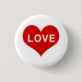 LIEBE Rote Liebe Herz Button (Vorderseite)