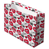 Liebe Rote Lippen Große Geschenktüte (Vorderseite Schrägansicht)