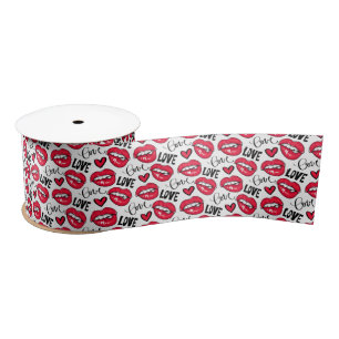Liebe Rote Lippen Satinband