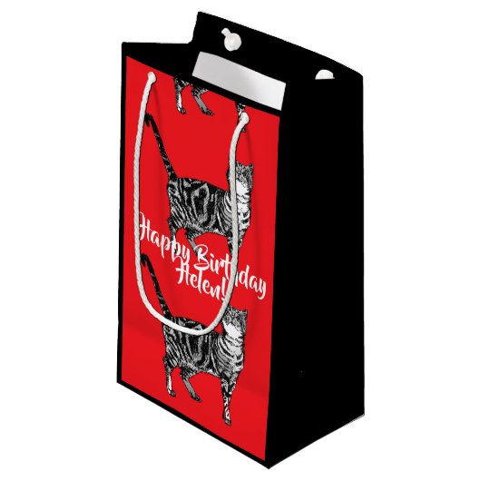 Liebe Rote Tabby Katze Haustier Geschenktasche Kleine Geschenktüte (Vorderseite Schrägansicht)