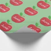 Liebe Roter Apfel und grünes Blattgrün Geschenkpapier (Ecke)