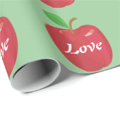 Liebe Roter Apfel und grünes Blattgrün Geschenkpapier (Rolleneckpunkt)