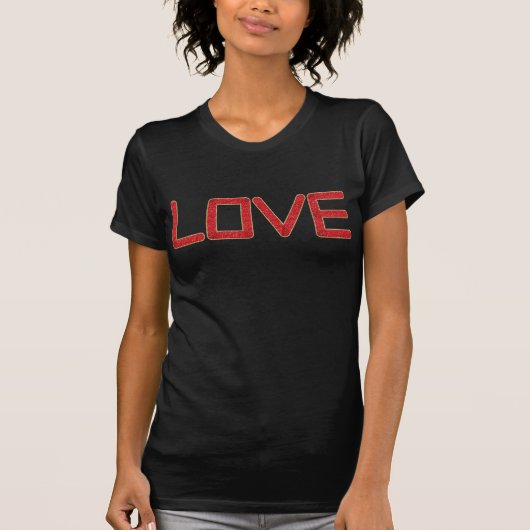 Liebe Roter Glitzer Typografie Gold Border T-Shirt (Vorderseite)