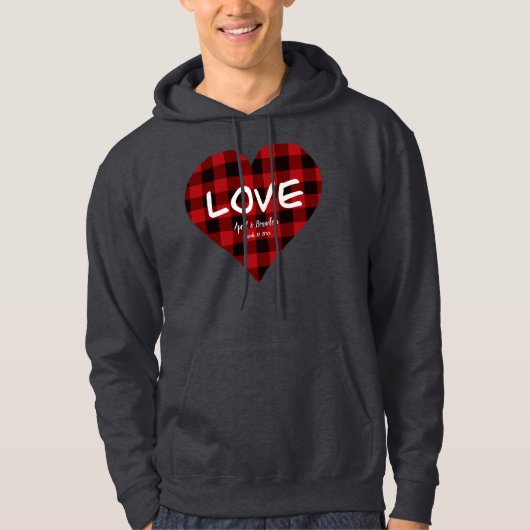 Liebe, rotes Büffel kariertes Muster, Valentin Hoodie (Vorderseite)