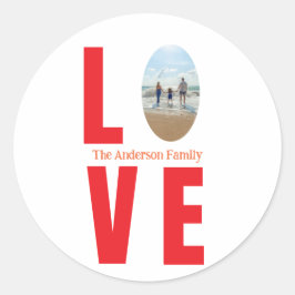 Liebe Rotes Foto Oval Runder Aufkleber