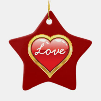 Liebe Rotes Goldenes Herz Valentinstag Keramikornament