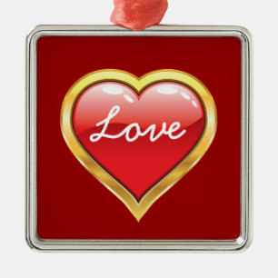 Liebe Rotes Goldenes Herz Valentinstag Silbernes Ornament