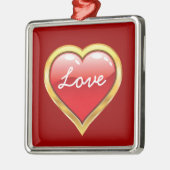 Liebe Rotes Goldenes Herz Valentinstag Silbernes Ornament (Links)