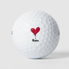 Liebe Rotes Herz Ballon für Golfer auf Valentine Golfball