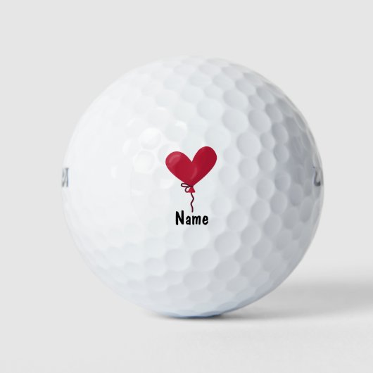 Liebe Rotes Herz Ballon für Golfer auf Valentine Golfball (Vorderseite)