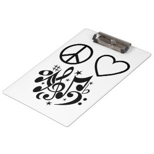 Liebe Rotes Herz Black Peace Symbol Harmonie Musik Klemmbrett