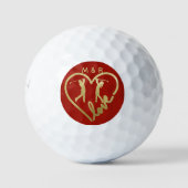 Liebe Rotes Herz Golfers Monogramm Golfball (Vorderseite)