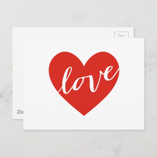 Liebe, rotes Herz Postkarte (Vorne/Hinten)