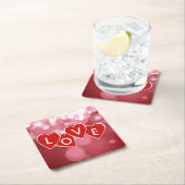 Liebe Rotes Herz schreiben Rechteckiger Pappuntersetzer (Vor Ort)