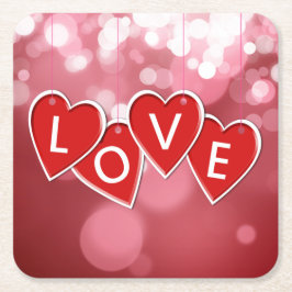 Liebe Rotes Herz schreiben Rechteckiger Pappuntersetzer