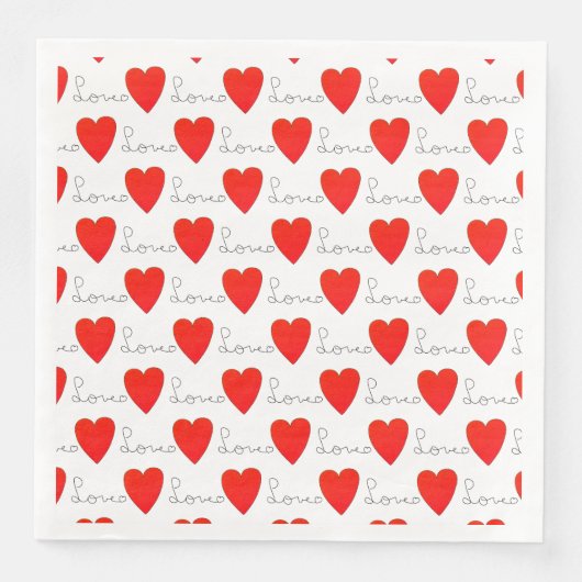 Liebe Rotes Herz Serviette (Vorderseite)