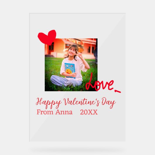 Liebe "Rotes Herz" - Valentinstag mit Fotonamento Acrylschild (Vorderseite)