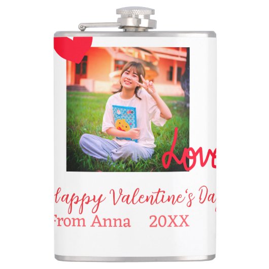 Liebe "Rotes Herz" - Valentinstag mit Fotonamento Flachmann (Vorderseite)